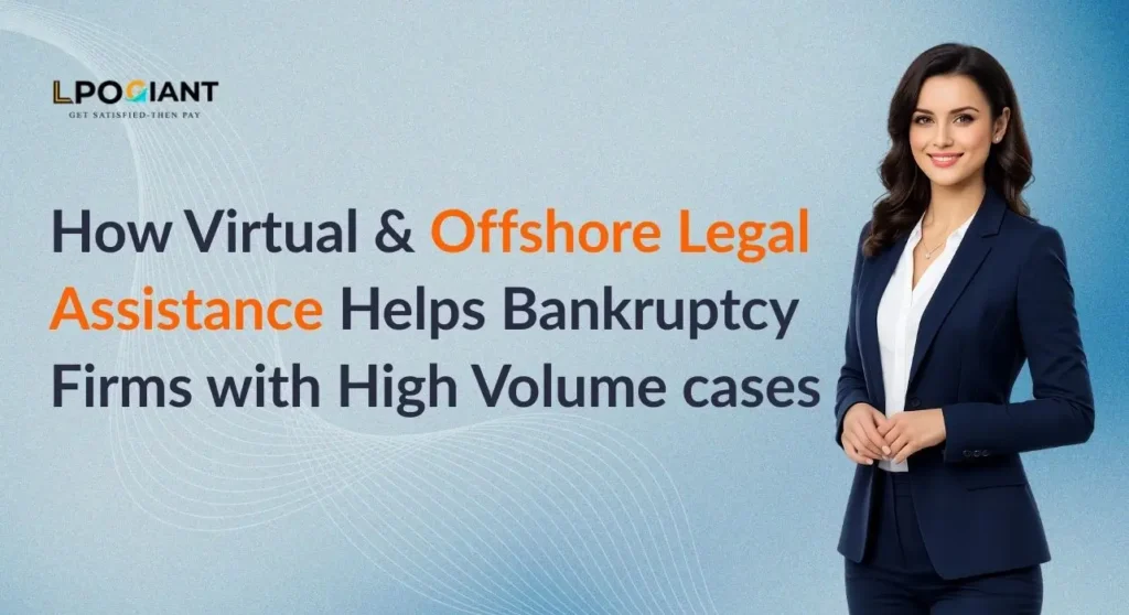 A legal professional representing virtual and offshore bankruptcy legal assistance services for high-volume cases