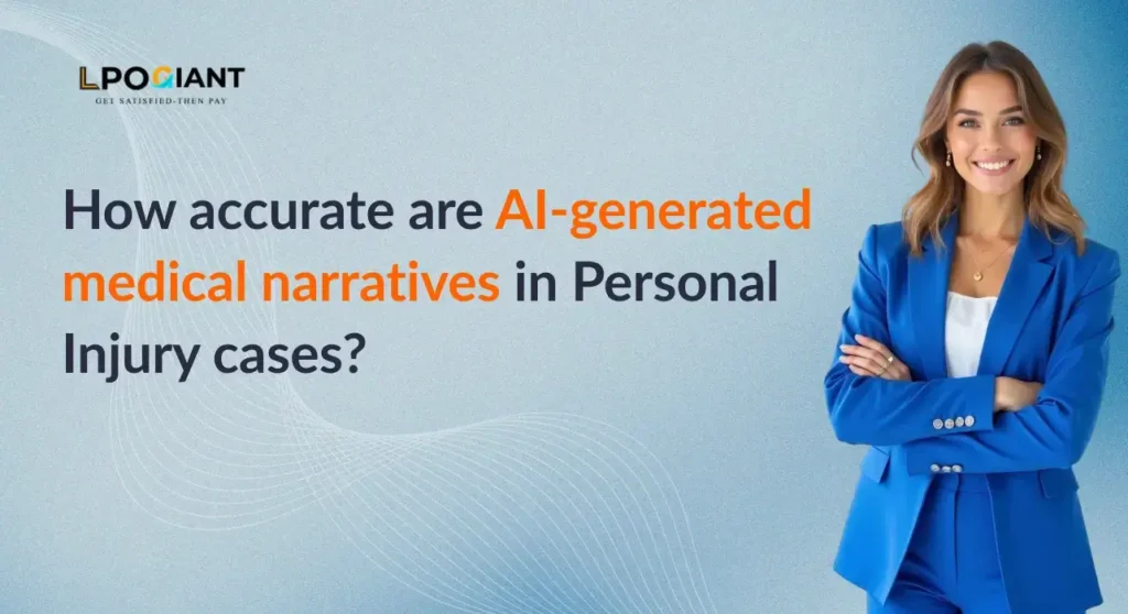 A legal professional representing AI-generated medical narratives accuracy in personal injury cases