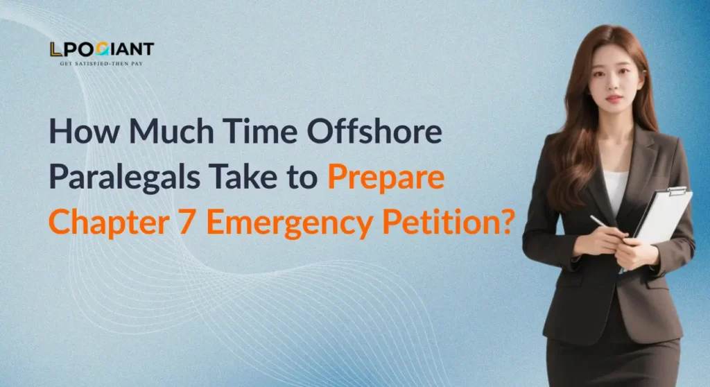 Offshore paralegals filing Chapter 7 bankruptcy petition documents with timeline and cost breakdown